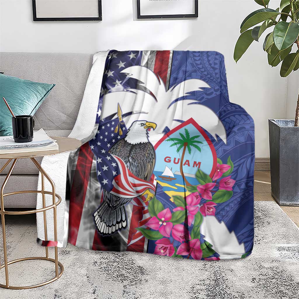 United States Guam Blanket USA Eagle Guahan Seal Bougainvillea - Wonder Print Shop