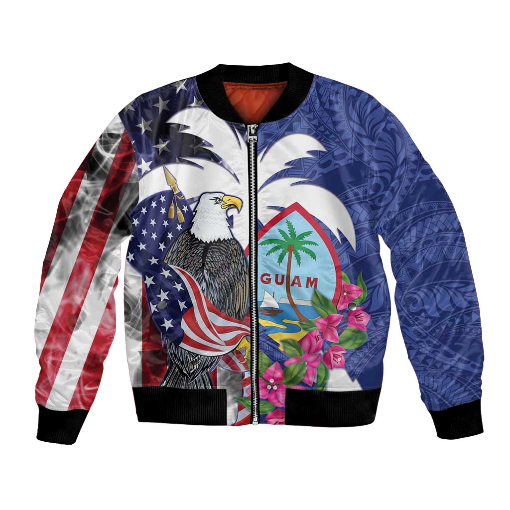 United States Guam Bomber Jacket USA Eagle Guahan Seal Bougainvillea - Wonder Print Shop