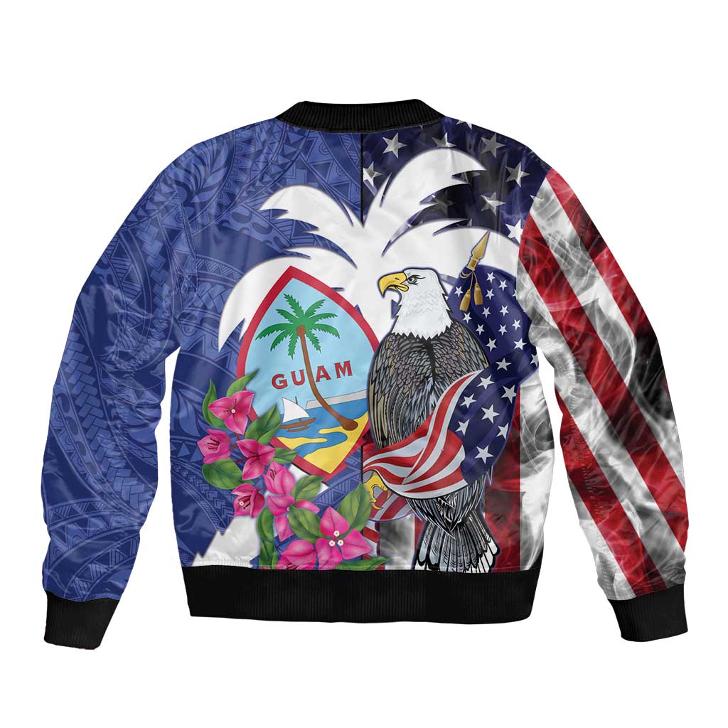 United States Guam Bomber Jacket USA Eagle Guahan Seal Bougainvillea - Wonder Print Shop