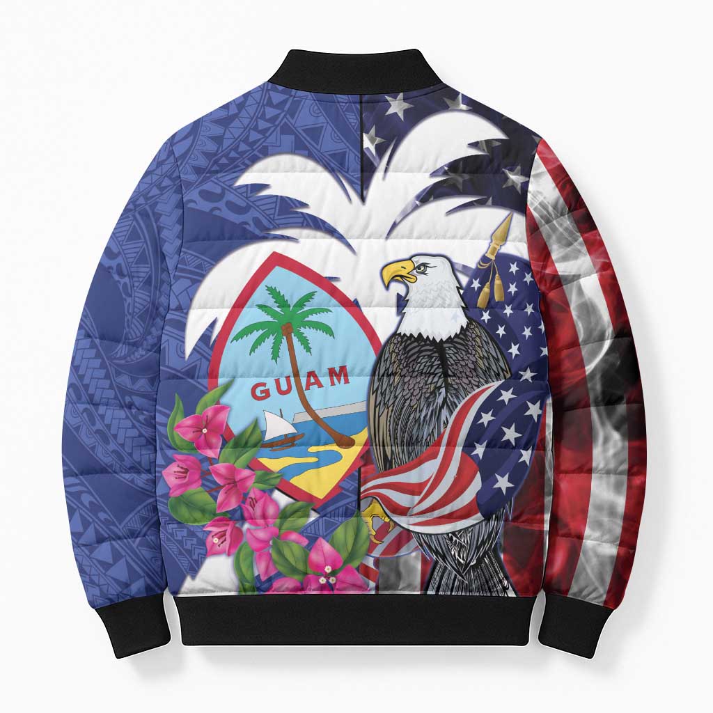 United States Guam Bomber Puffer Jacket USA Eagle Guahan Seal Bougainvillea - Wonder Print Shop