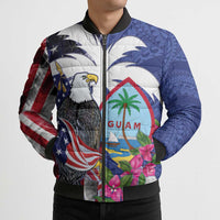 United States Guam Bomber Puffer Jacket USA Eagle Guahan Seal Bougainvillea - Wonder Print Shop