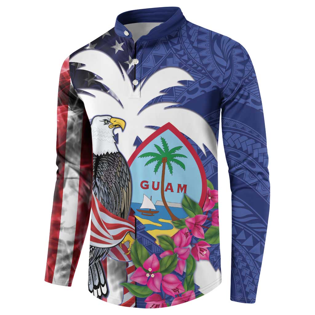 United States Guam Button Sweatshirt USA Eagle Guahan Seal Bougainvillea - Wonder Print Shop