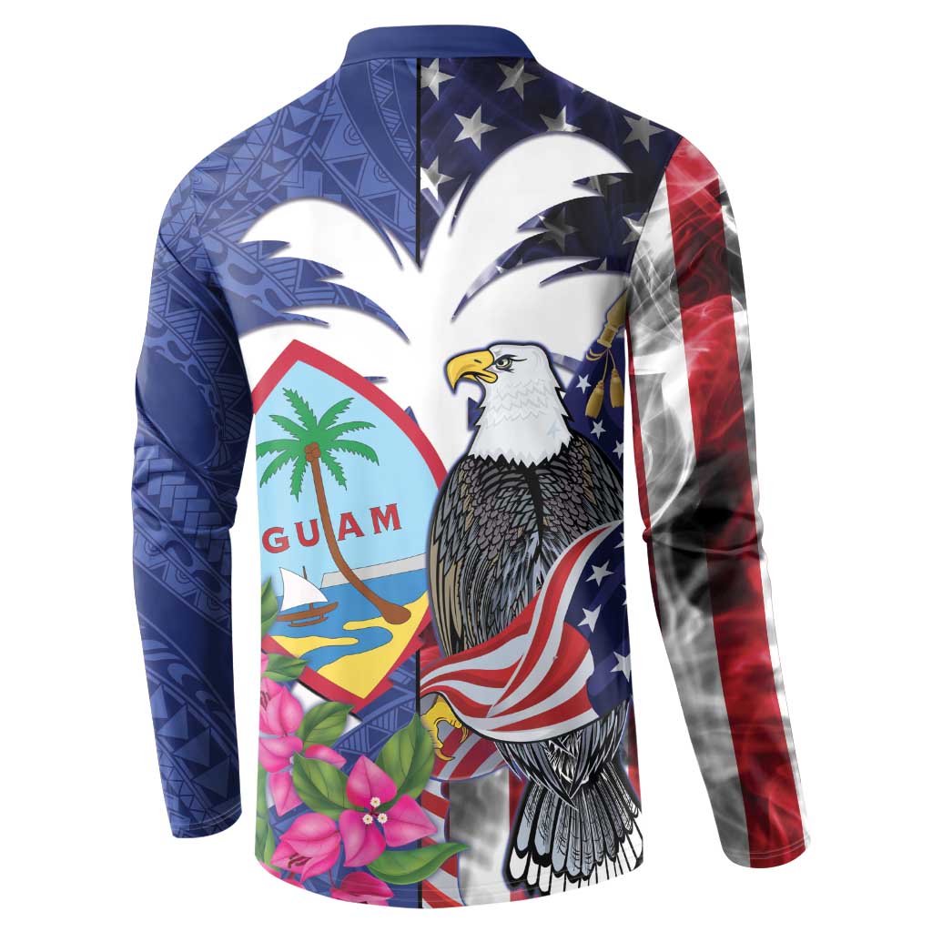 United States Guam Button Sweatshirt USA Eagle Guahan Seal Bougainvillea - Wonder Print Shop
