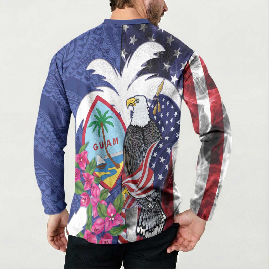 United States Guam Button Sweatshirt USA Eagle Guahan Seal Bougainvillea - Wonder Print Shop