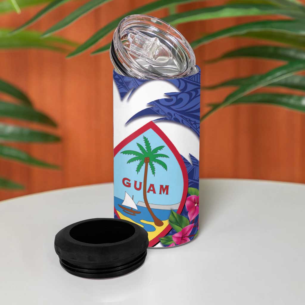 United States Guam 4 in 1 Can Cooler Tumbler USA Eagle Guahan Seal Bougainvillea - Wonder Print Shop
