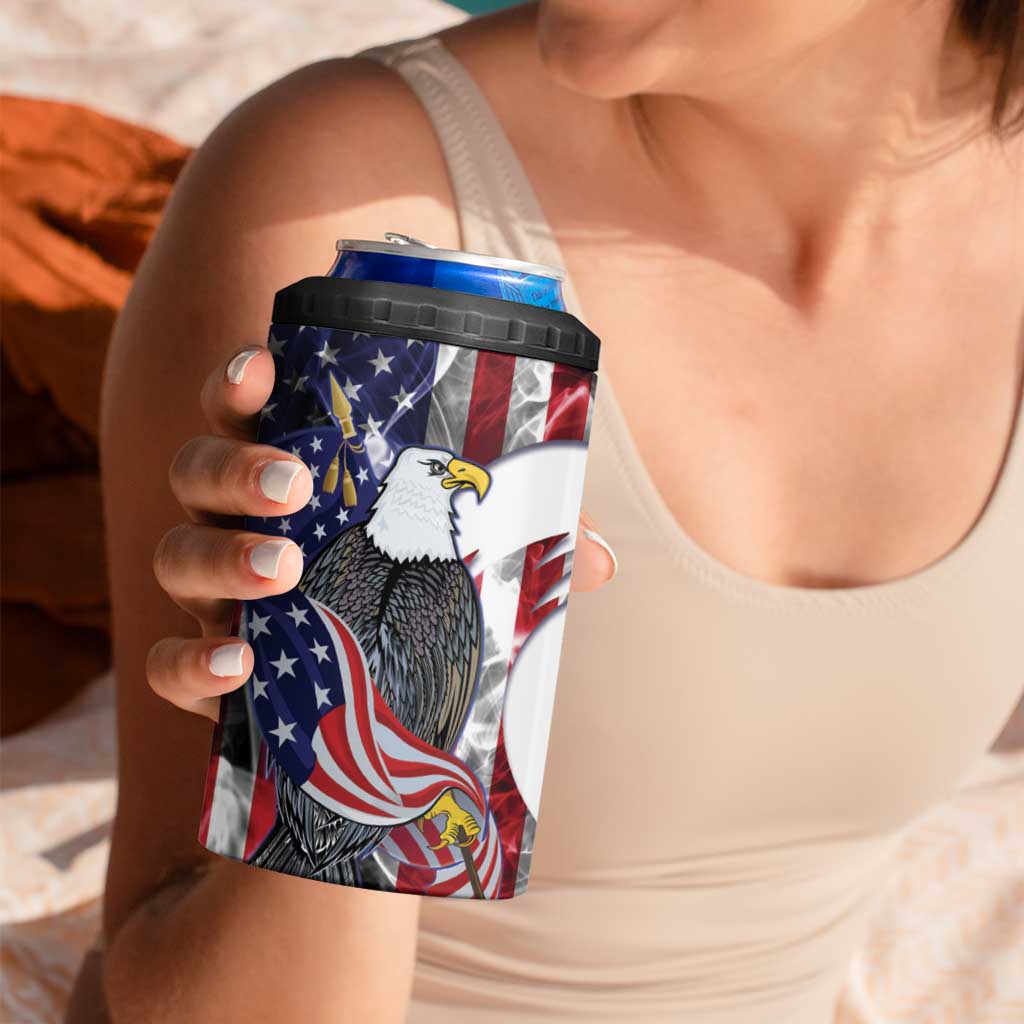 United States Guam 4 in 1 Can Cooler Tumbler USA Eagle Guahan Seal Bougainvillea - Wonder Print Shop