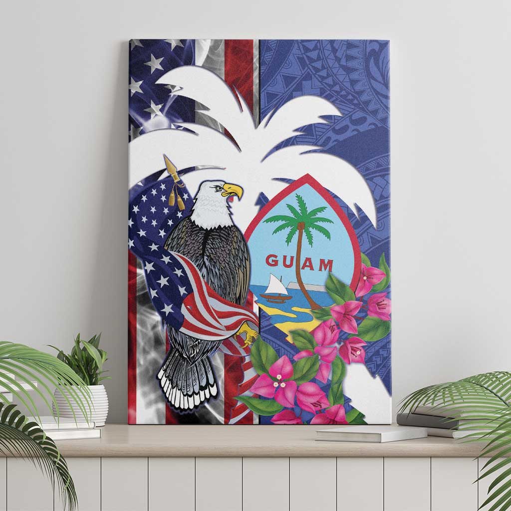 United States Guam Canvas Wall Art USA Eagle Guahan Seal Bougainvillea - Wonder Print Shop