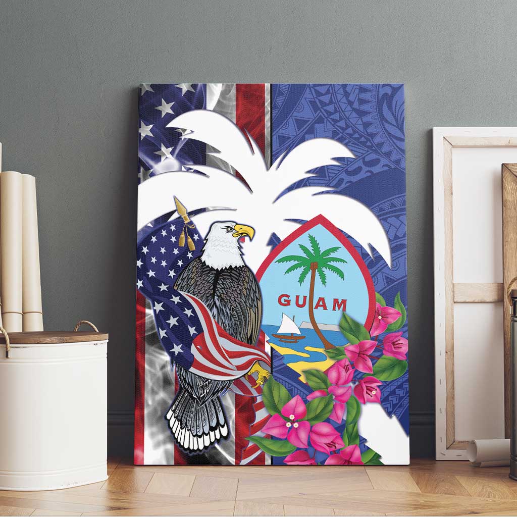 United States Guam Canvas Wall Art USA Eagle Guahan Seal Bougainvillea - Wonder Print Shop