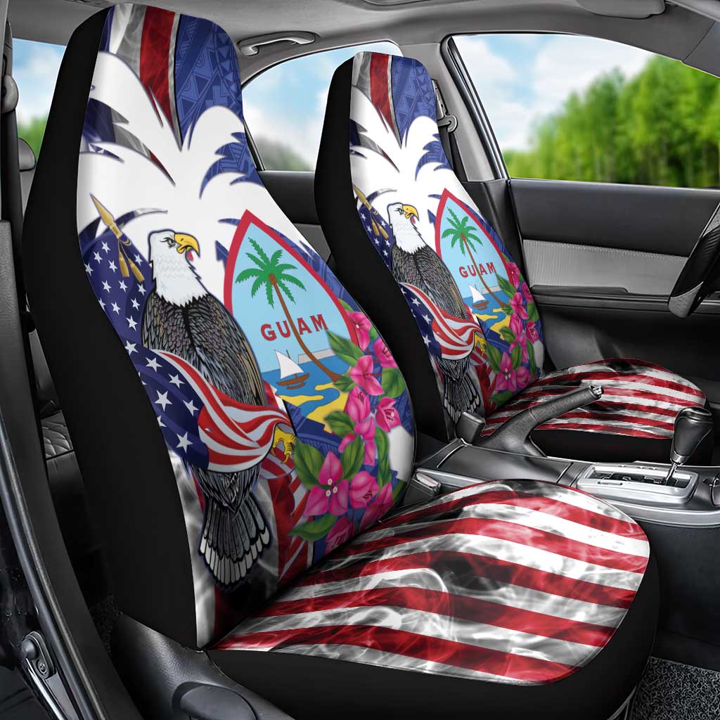 United States Guam Car Seat Cover USA Eagle Guahan Seal Bougainvillea - Wonder Print Shop