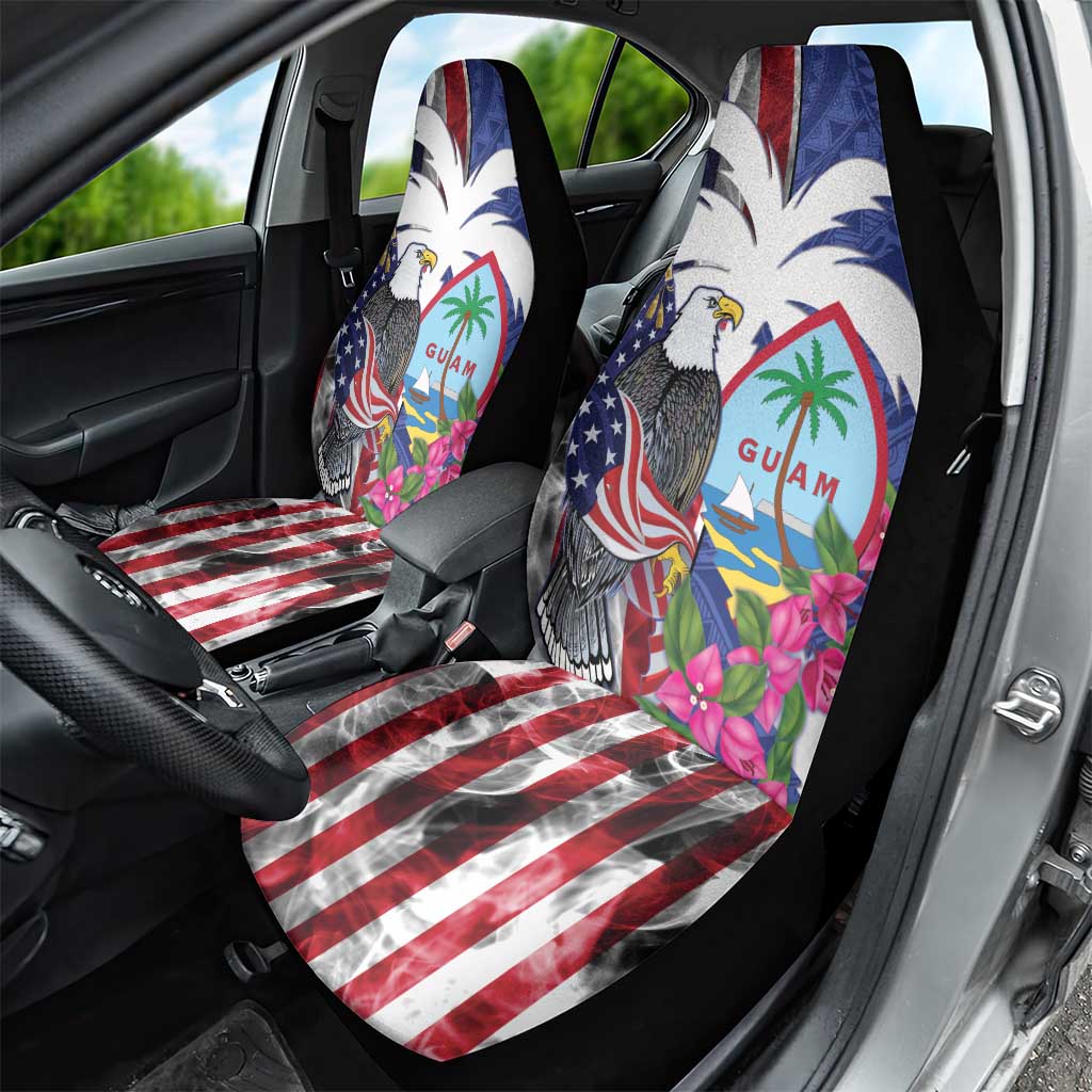 United States Guam Car Seat Cover USA Eagle Guahan Seal Bougainvillea - Wonder Print Shop