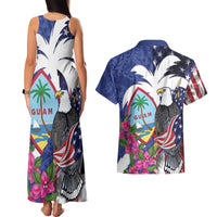 United States Guam Couples Matching Tank Maxi Dress and Hawaiian Shirt USA Eagle Guahan Seal Bougainvillea - Wonder Print Shop