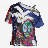 United States Guam Cross Shoulder Shirt USA Eagle Guahan Seal Bougainvillea - Wonder Print Shop