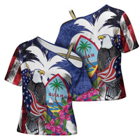 United States Guam Cross Shoulder Shirt USA Eagle Guahan Seal Bougainvillea - Wonder Print Shop