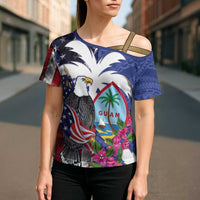 United States Guam Cross Shoulder Shirt USA Eagle Guahan Seal Bougainvillea - Wonder Print Shop