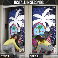 United States Guam Door Cover USA Eagle Guahan Seal Bougainvillea - Wonder Print Shop