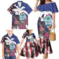 United States Guam Family Matching Mermaid Dress and Hawaiian Shirt USA Eagle Guahan Seal Bougainvillea - Wonder Print Shop