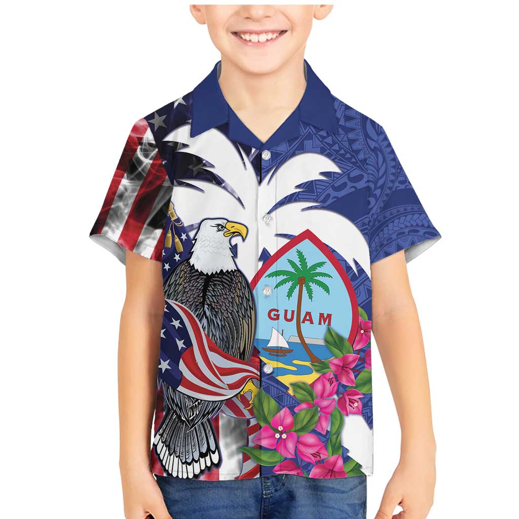 United States Guam Family Matching Mermaid Dress and Hawaiian Shirt USA Eagle Guahan Seal Bougainvillea - Wonder Print Shop