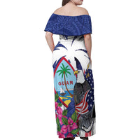 United States Guam Family Matching Off Shoulder Maxi Dress and Hawaiian Shirt USA Eagle Guahan Seal Bougainvillea - Wonder Print Shop