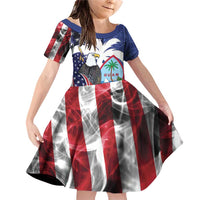United States Guam Family Matching Off Shoulder Short Dress and Hawaiian Shirt USA Eagle Guahan Seal Bougainvillea - Wonder Print Shop