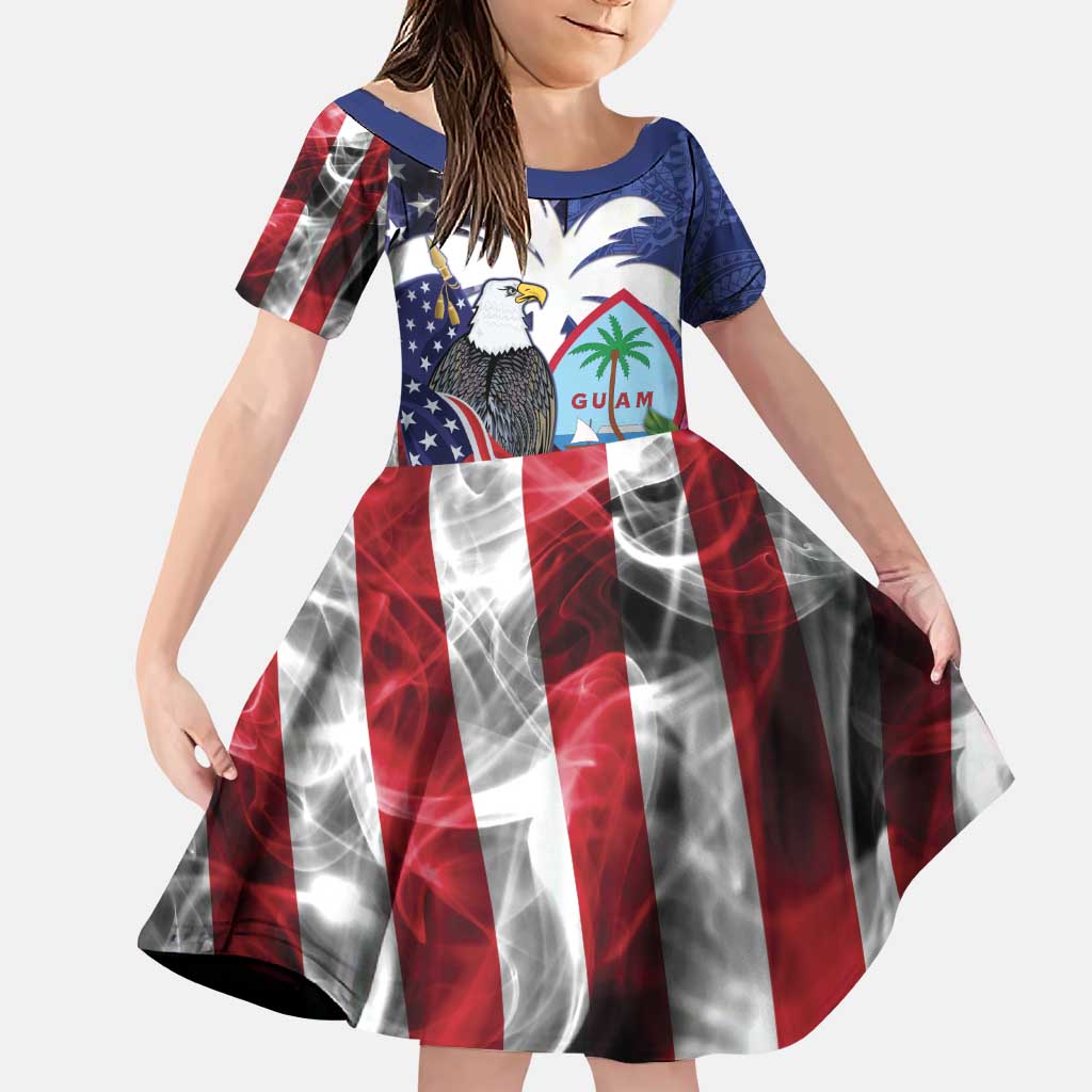 United States Guam Family Matching Puletasi and Hawaiian Shirt USA Eagle Guahan Seal Bougainvillea - Wonder Print Shop