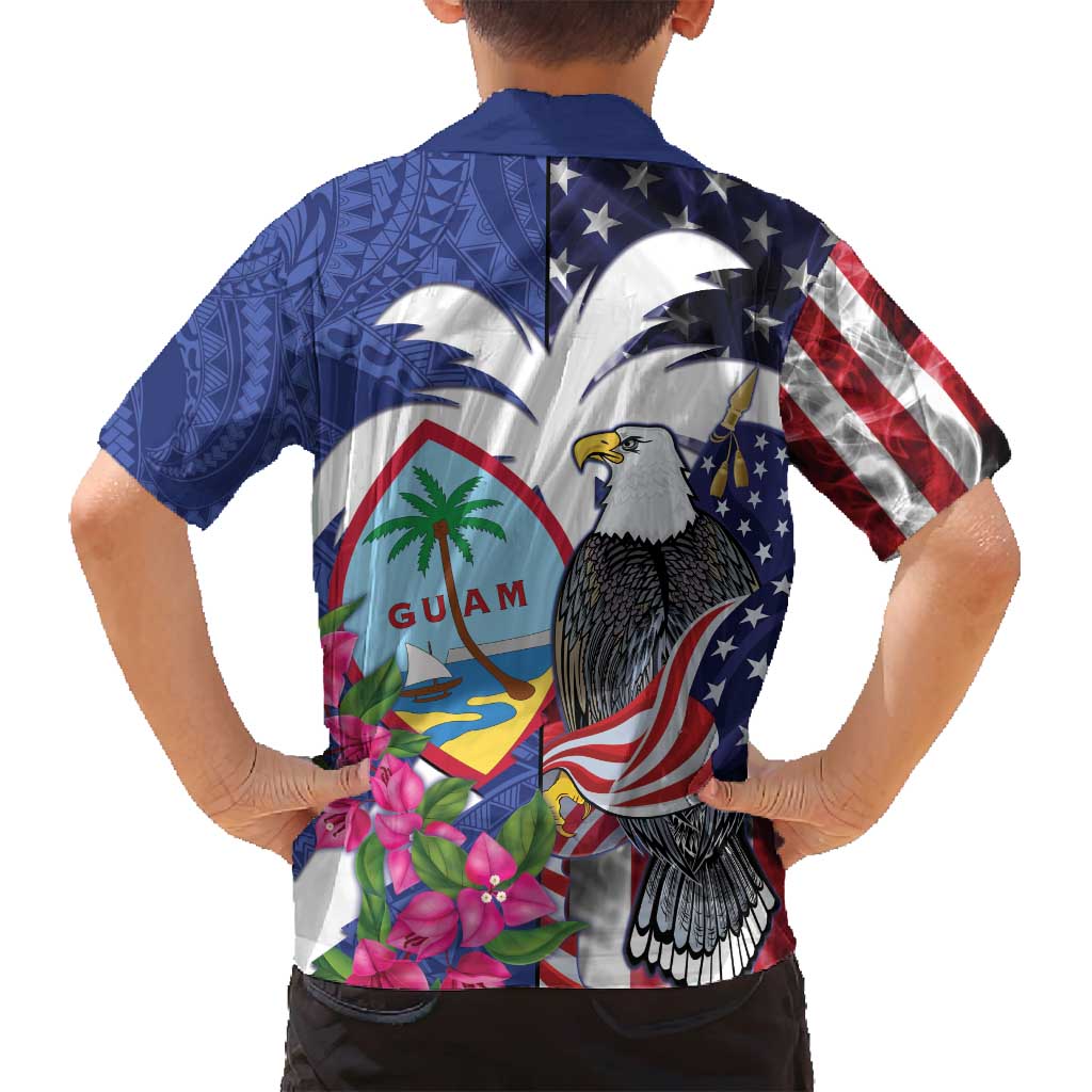 United States Guam Family Matching Summer Maxi Dress and Hawaiian Shirt USA Eagle Guahan Seal Bougainvillea - Wonder Print Shop