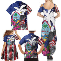 United States Guam Family Matching Summer Maxi Dress and Hawaiian Shirt USA Eagle Guahan Seal Bougainvillea - Wonder Print Shop