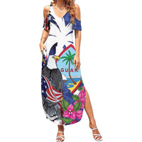 United States Guam Family Matching Summer Maxi Dress and Hawaiian Shirt USA Eagle Guahan Seal Bougainvillea - Wonder Print Shop