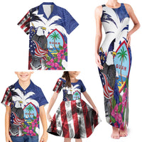 United States Guam Family Matching Tank Maxi Dress and Hawaiian Shirt USA Eagle Guahan Seal Bougainvillea - Wonder Print Shop