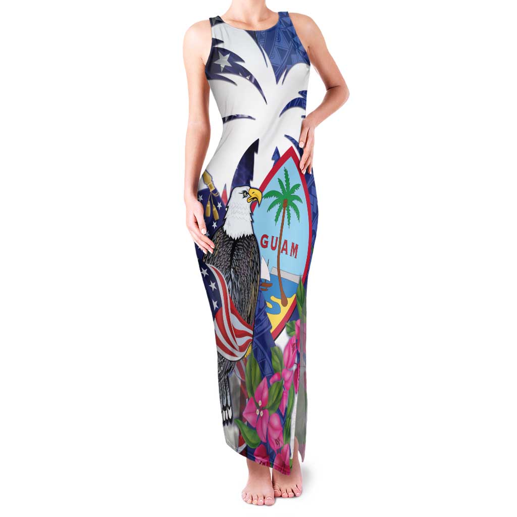 United States Guam Family Matching Tank Maxi Dress and Hawaiian Shirt USA Eagle Guahan Seal Bougainvillea - Wonder Print Shop