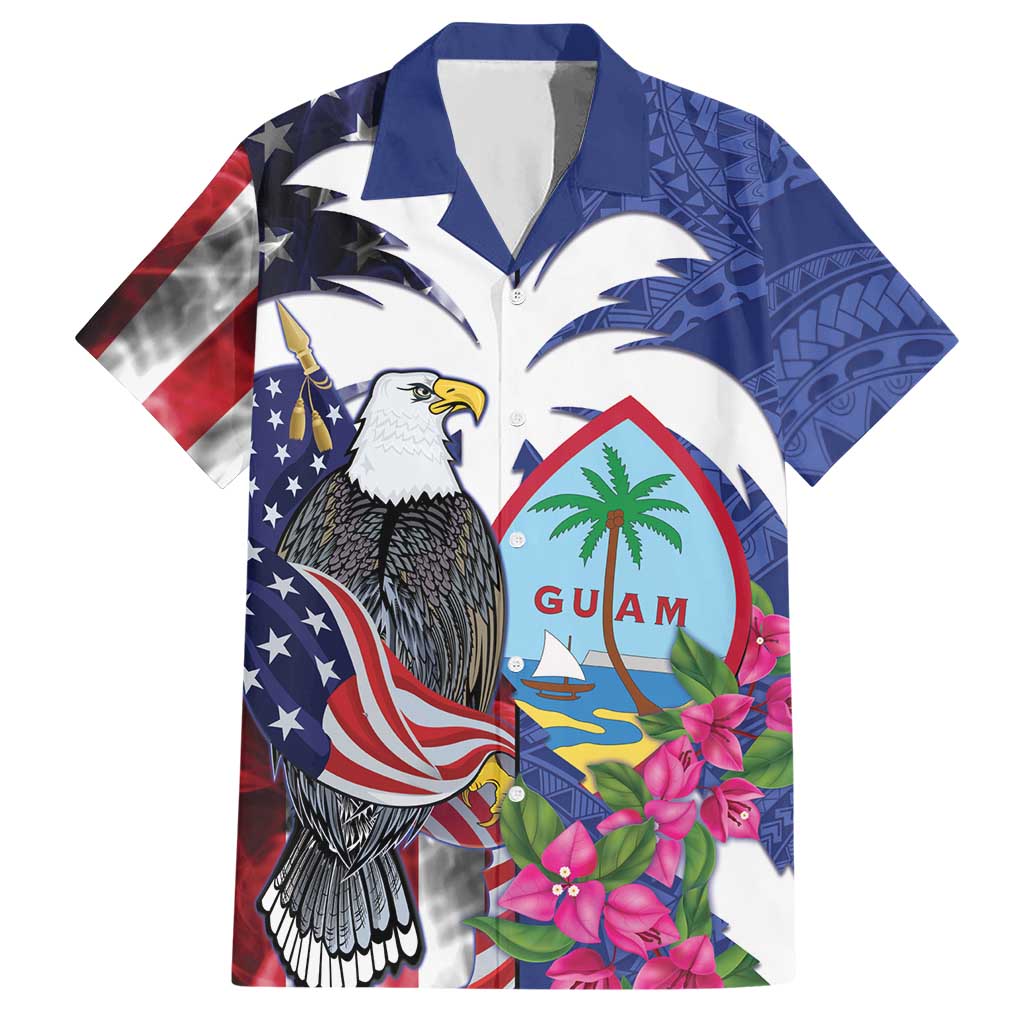 United States Guam Hawaiian Shirt USA Eagle Guahan Seal Bougainvillea - Wonder Print Shop