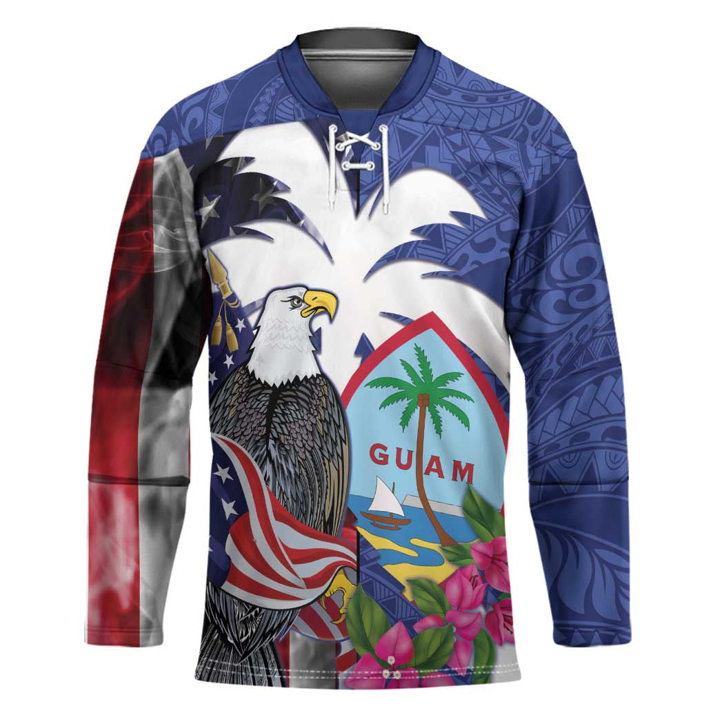 United States Guam Hockey Jersey USA Eagle Guahan Seal Bougainvillea - Wonder Print Shop