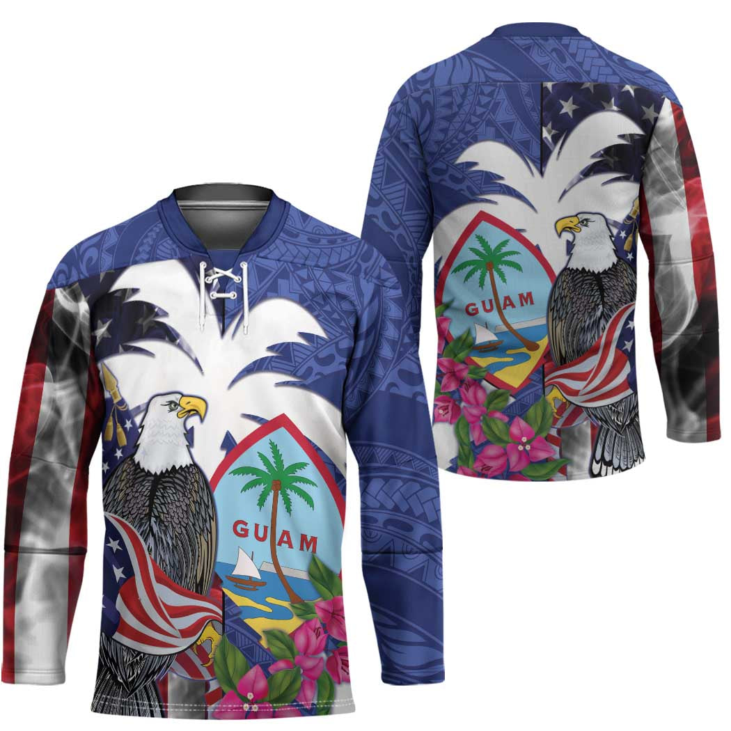 United States Guam Hockey Jersey USA Eagle Guahan Seal Bougainvillea - Wonder Print Shop