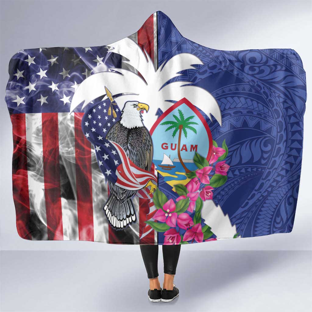 United States Guam Hooded Blanket USA Eagle Guahan Seal Bougainvillea - Wonder Print Shop