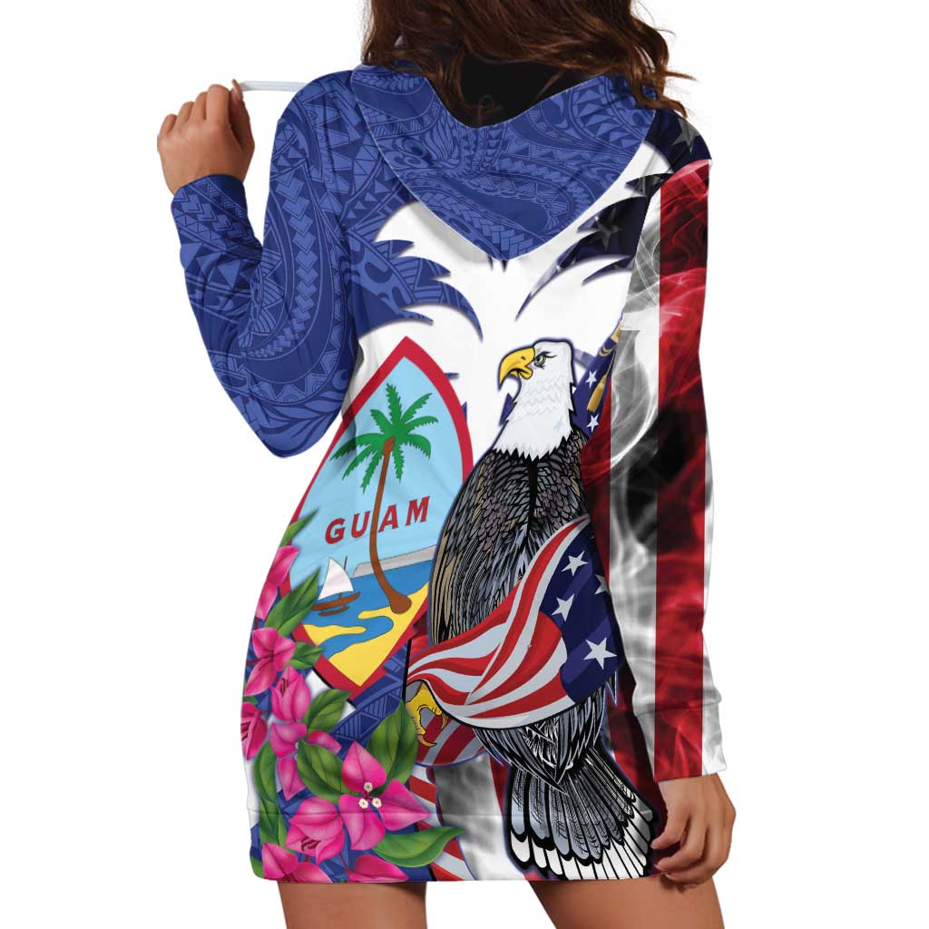 United States Guam Hoodie Dress USA Eagle Guahan Seal Bougainvillea - Wonder Print Shop