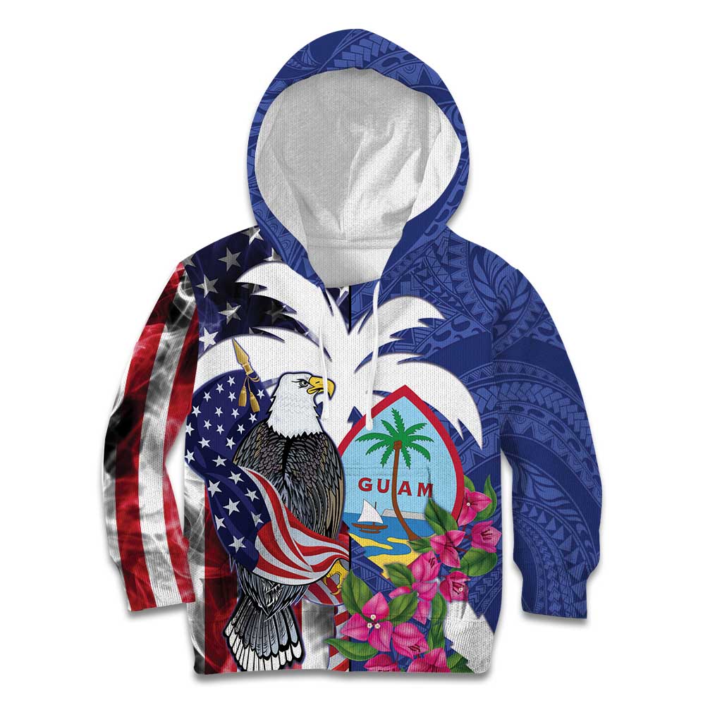 United States Guam Kid Hoodie USA Eagle Guahan Seal Bougainvillea - Wonder Print Shop