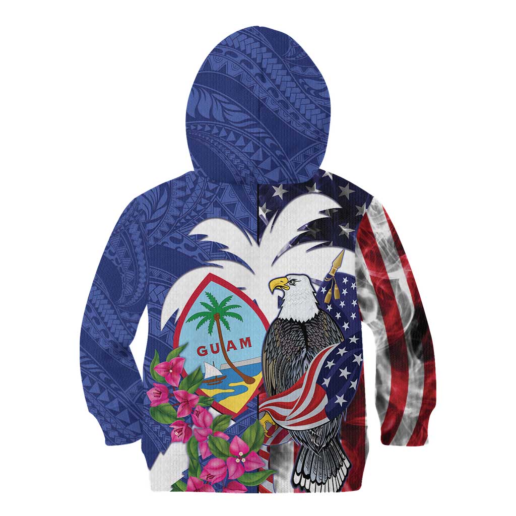 United States Guam Kid Hoodie USA Eagle Guahan Seal Bougainvillea - Wonder Print Shop