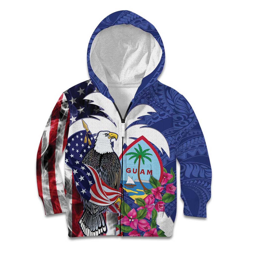 United States Guam Kid Hoodie USA Eagle Guahan Seal Bougainvillea - Wonder Print Shop