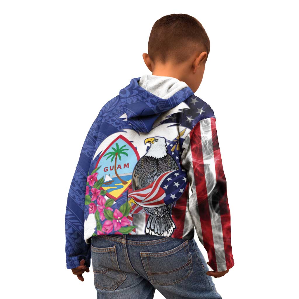 United States Guam Kid Hoodie USA Eagle Guahan Seal Bougainvillea - Wonder Print Shop