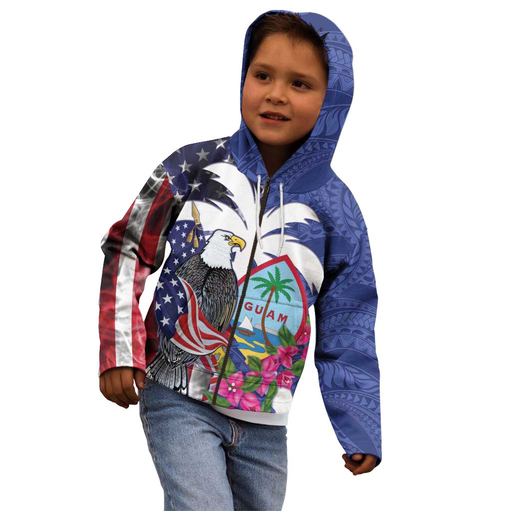 United States Guam Kid Hoodie USA Eagle Guahan Seal Bougainvillea - Wonder Print Shop