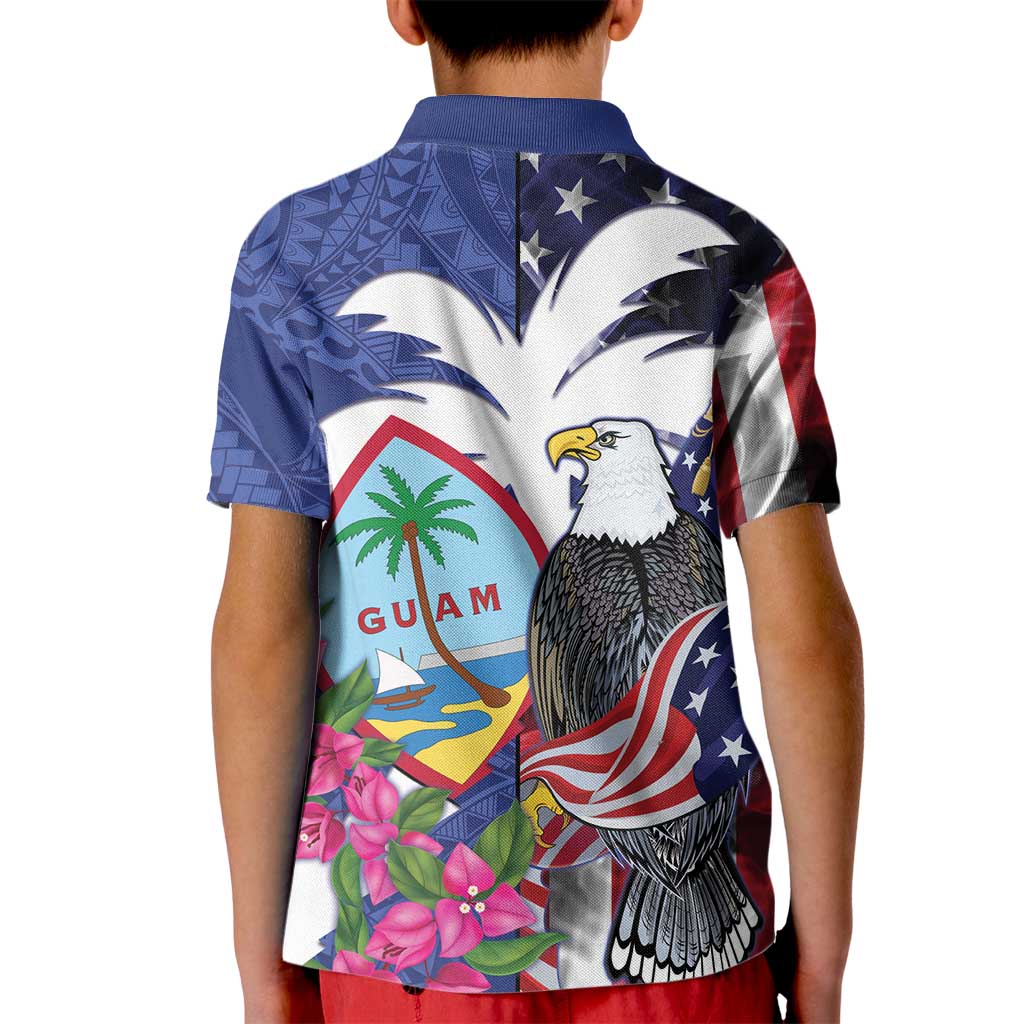 United States Guam Kid Polo Shirt USA Eagle Guahan Seal Bougainvillea - Wonder Print Shop