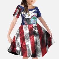United States Guam Kid Short Sleeve Dress USA Eagle Guahan Seal Bougainvillea - Wonder Print Shop