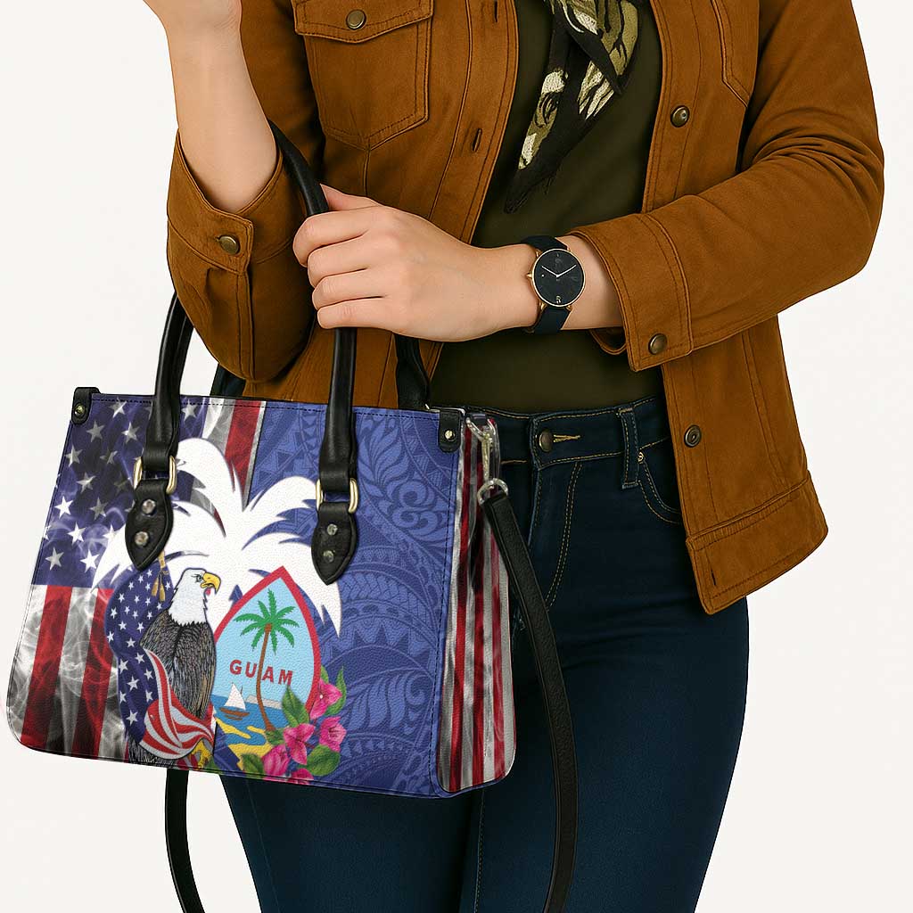United States Guam Leather Bag USA Eagle Guahan Seal Bougainvillea - Wonder Print Shop
