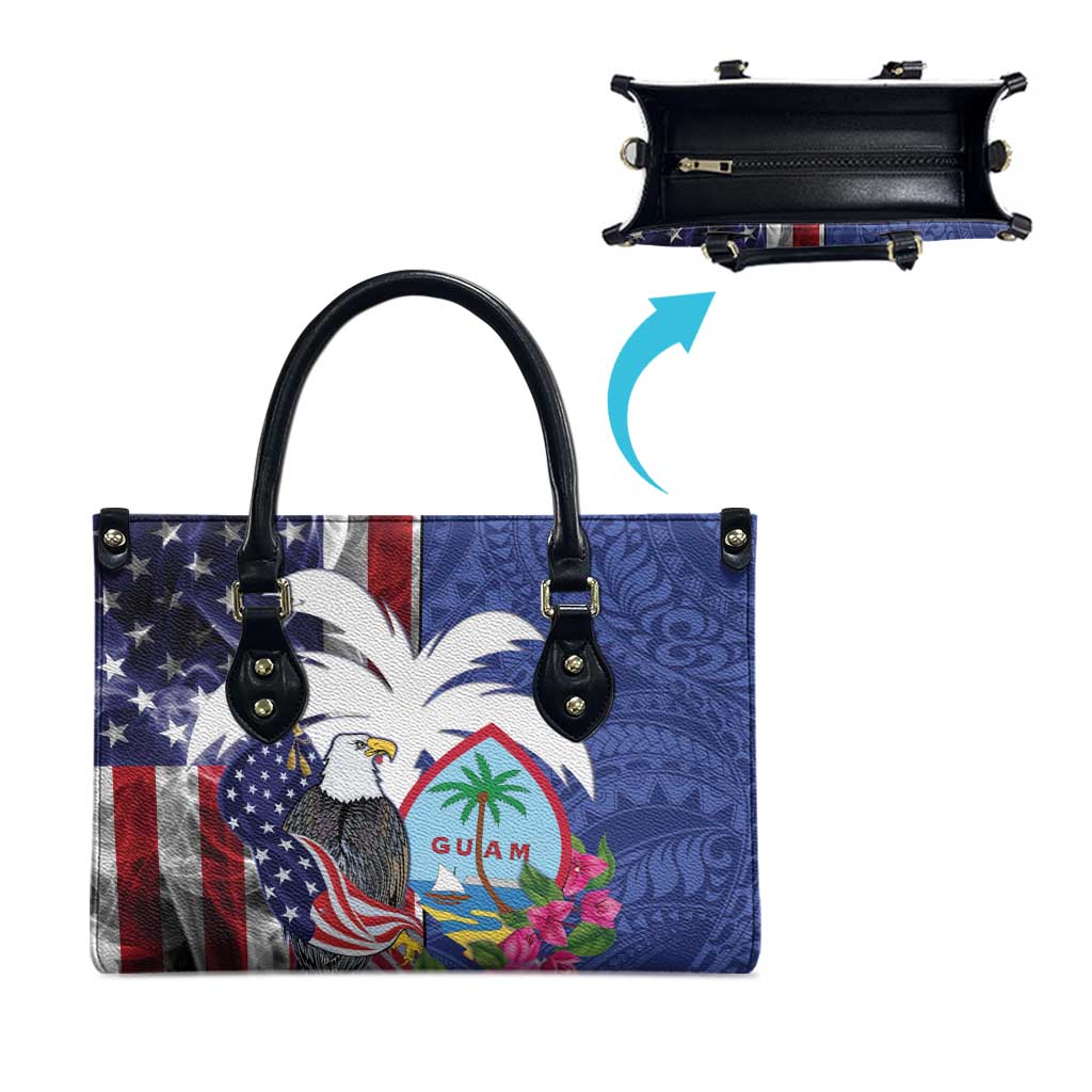 United States Guam Leather Bag USA Eagle Guahan Seal Bougainvillea - Wonder Print Shop