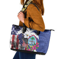 United States Guam Leather Tote Bag USA Eagle Guahan Seal Bougainvillea - Wonder Print Shop