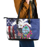 United States Guam Leather Tote Bag USA Eagle Guahan Seal Bougainvillea - Wonder Print Shop