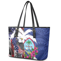 United States Guam Leather Tote Bag USA Eagle Guahan Seal Bougainvillea - Wonder Print Shop