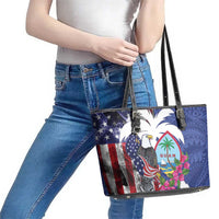 United States Guam Leather Tote Bag USA Eagle Guahan Seal Bougainvillea - Wonder Print Shop