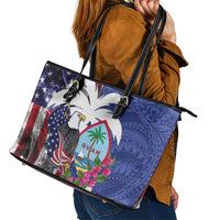 United States Guam Leather Tote Bag USA Eagle Guahan Seal Bougainvillea - Wonder Print Shop