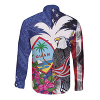 United States Guam Long Sleeve Button Shirt USA Eagle Guahan Seal Bougainvillea - Wonder Print Shop