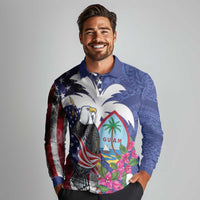 United States Guam Long Sleeve Polo Shirt USA Eagle Guahan Seal Bougainvillea - Wonder Print Shop
